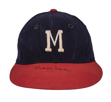 1956 Circa Warren Spahn Game Used & Signed Milwaukee Braves Hat (J.T. Sports & JSA)